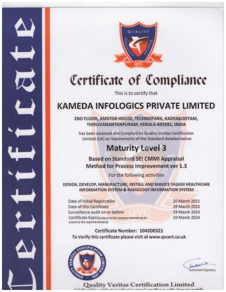 CERTIFICATE OF COMPLIANCE -CMMI LEVEL 3