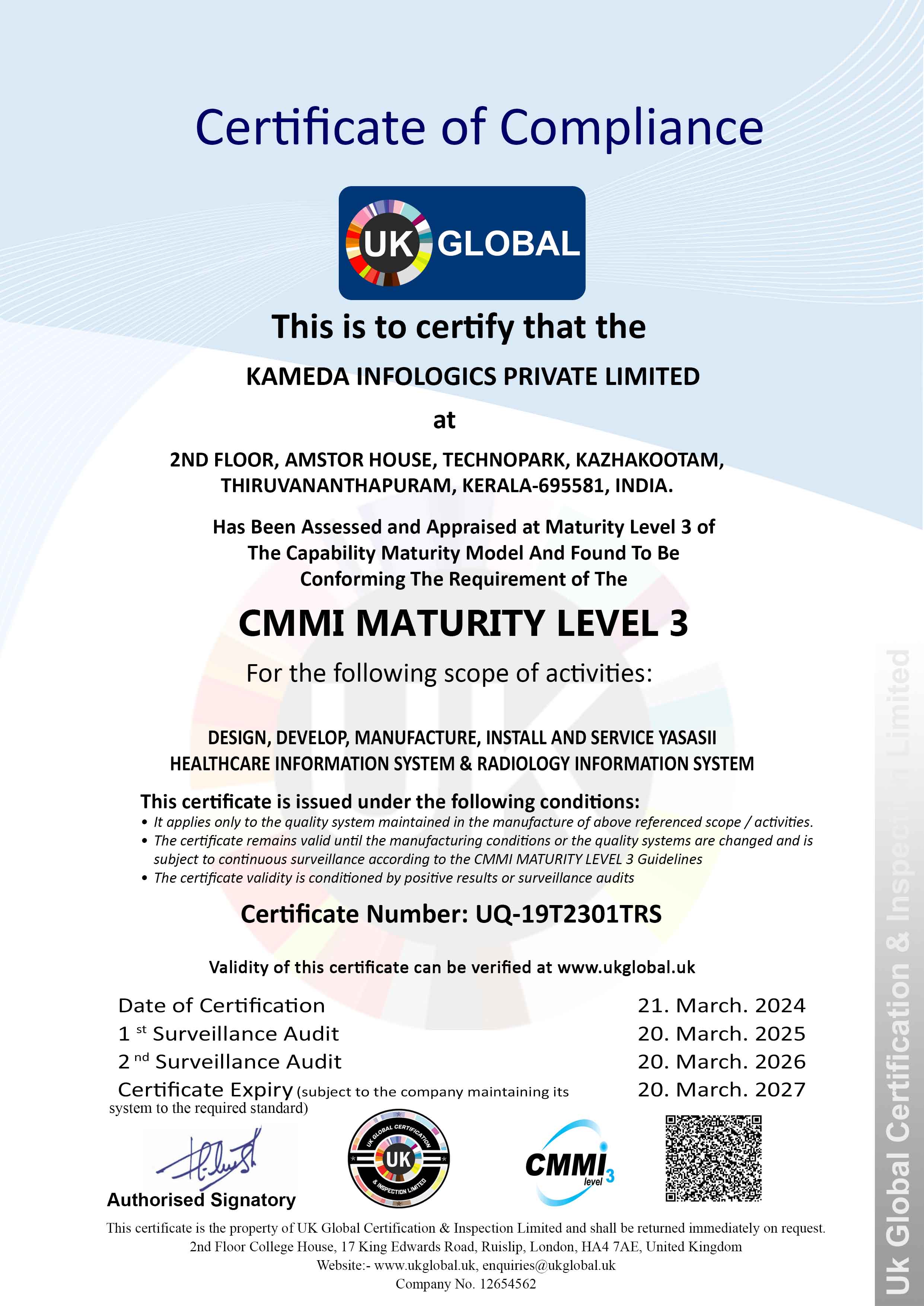 CMMI LEVEL-3, KAMEDA INFOLOGICS P L